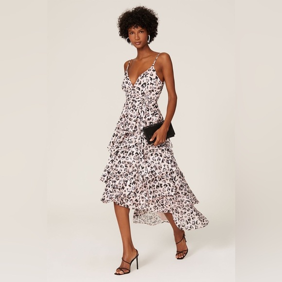 Hutch Women’s Elsa Hi-Low Leopard Print Ruffle Dress,‎ size Medium, EGUC - Picture 1 of 10